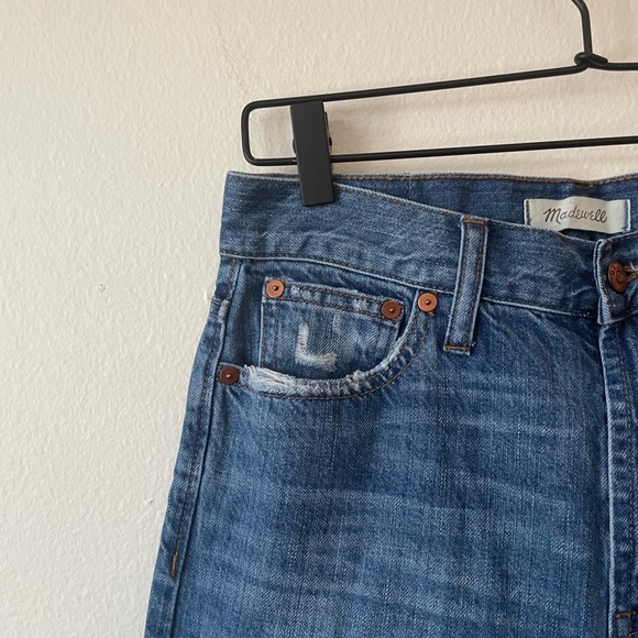 Madewell The Perfect Summer Busted Knee Cotton High Rise Dark Wash Denim Jeans - Picture 9 of 9